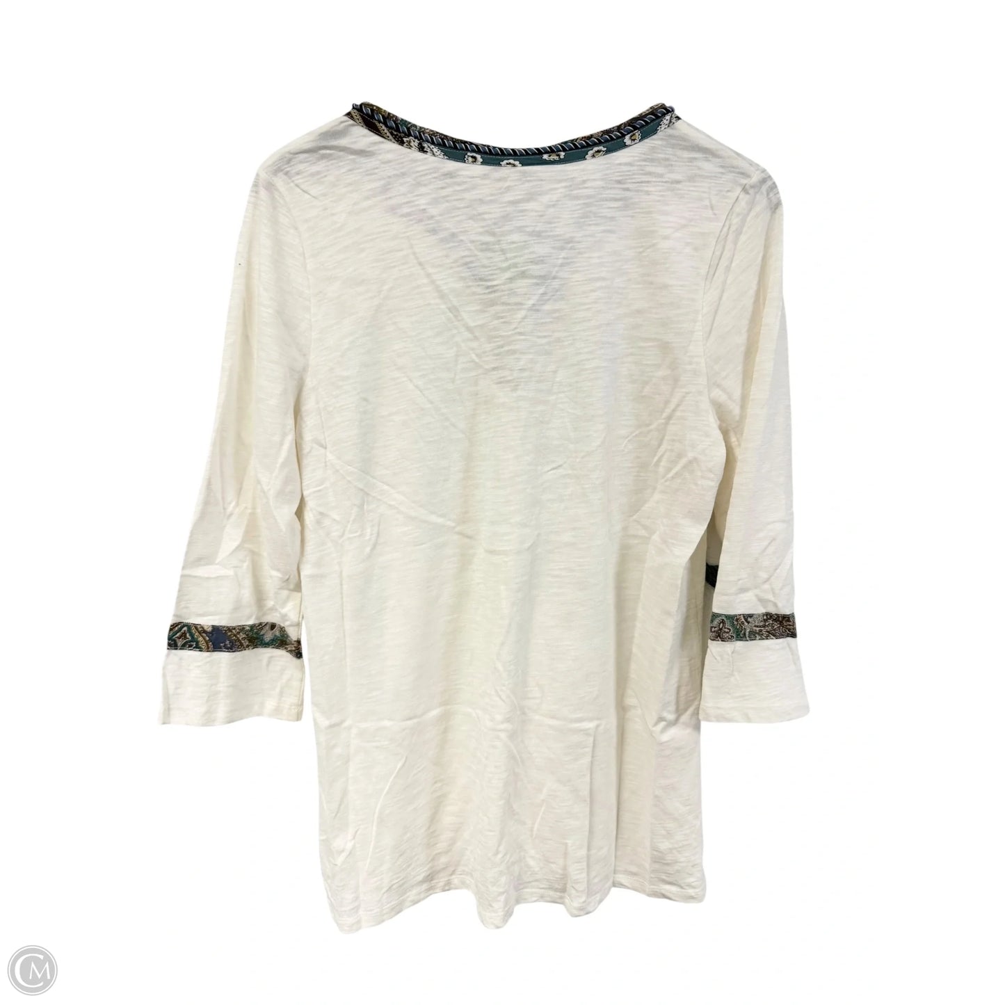Top 3/4 Sleeve By Chicos In White, Size: M