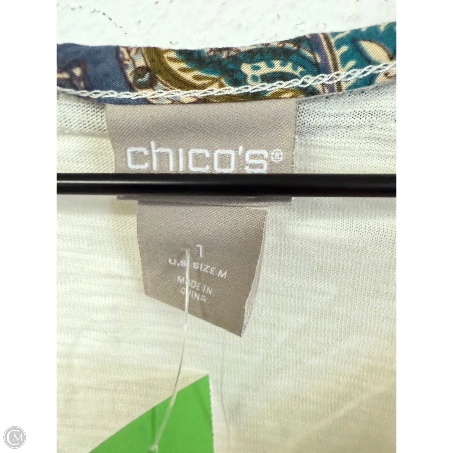 Top 3/4 Sleeve By Chicos In White, Size: M