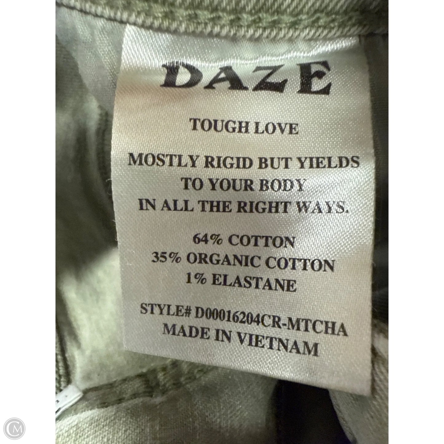 Jeans Straight By Daze Denim In Green Denim, Size: 6