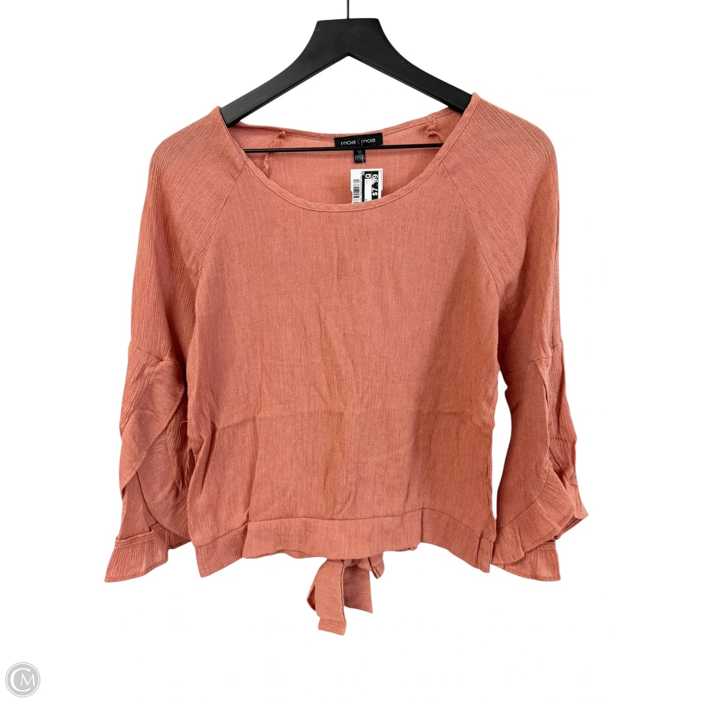Top 3/4 Sleeve By Moa Moa In Orange, Size: M
