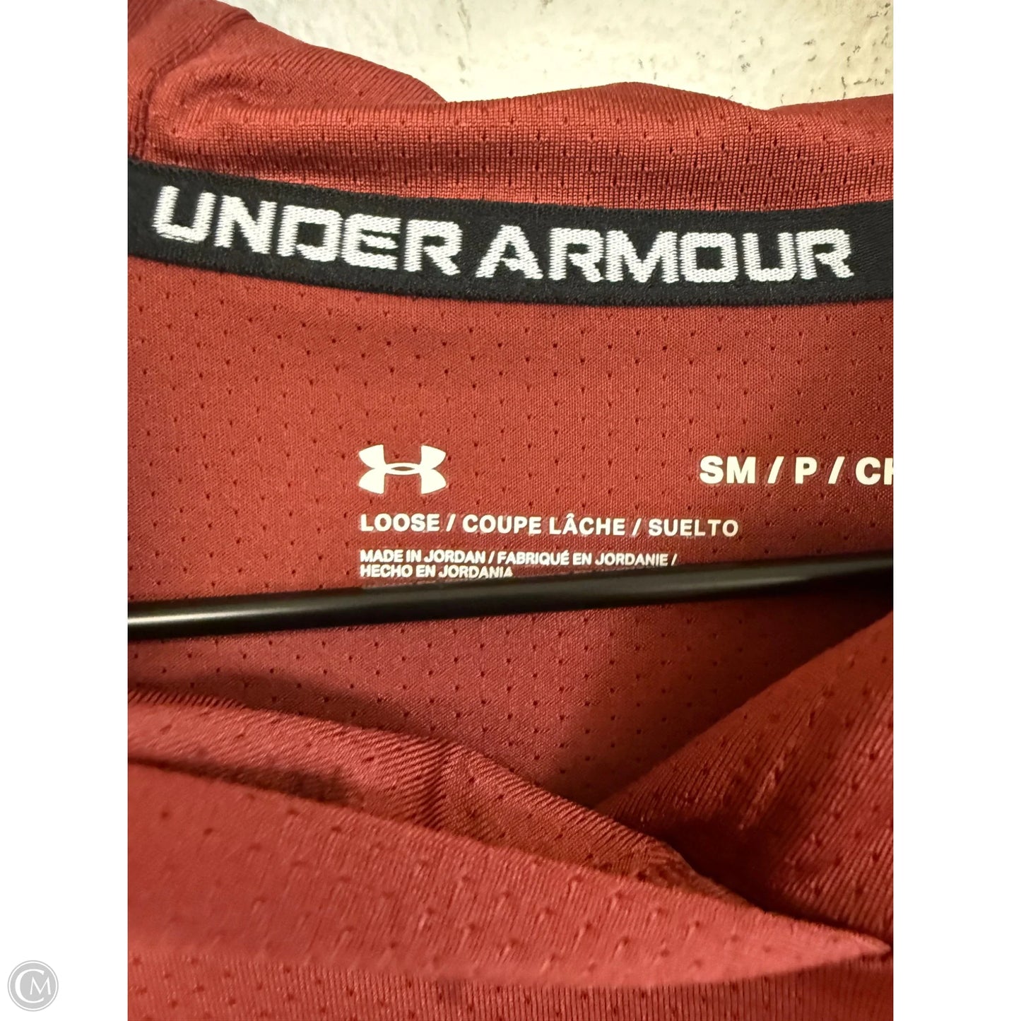 Athletic Top Long Sleeve Hoodie By Under Armour In Red, Size: S