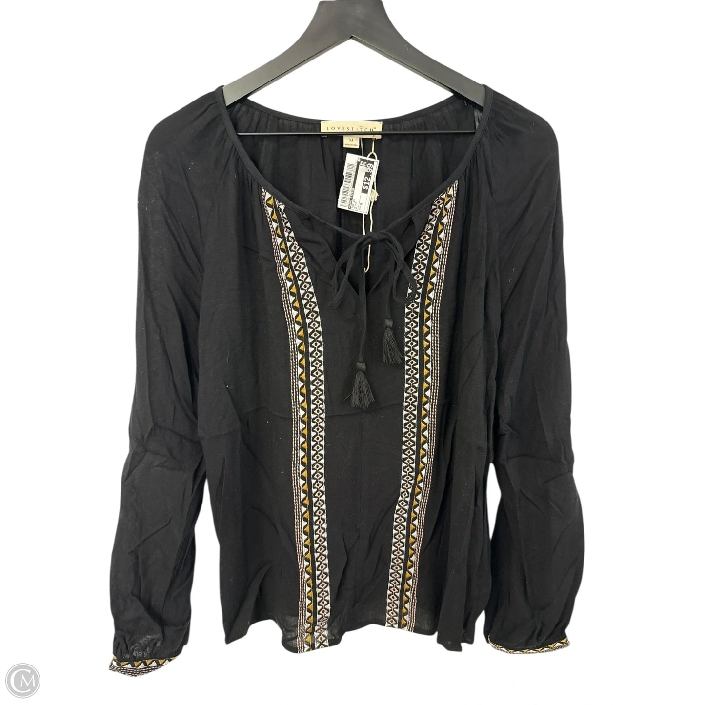 Top Long Sleeve By Love Stitch In Black, Size: M