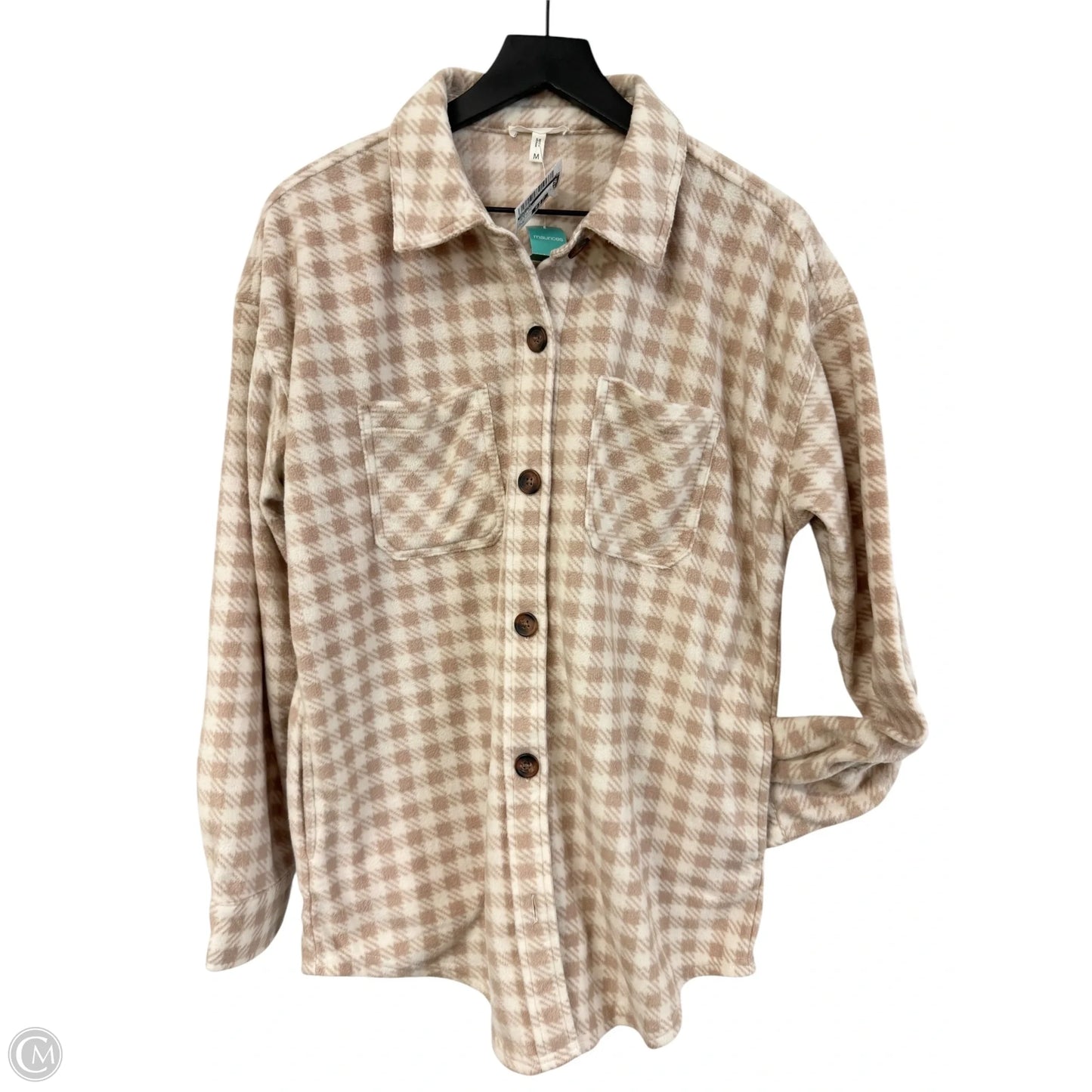 Jacket Shirt By Maurices In Tan & White, Size: M