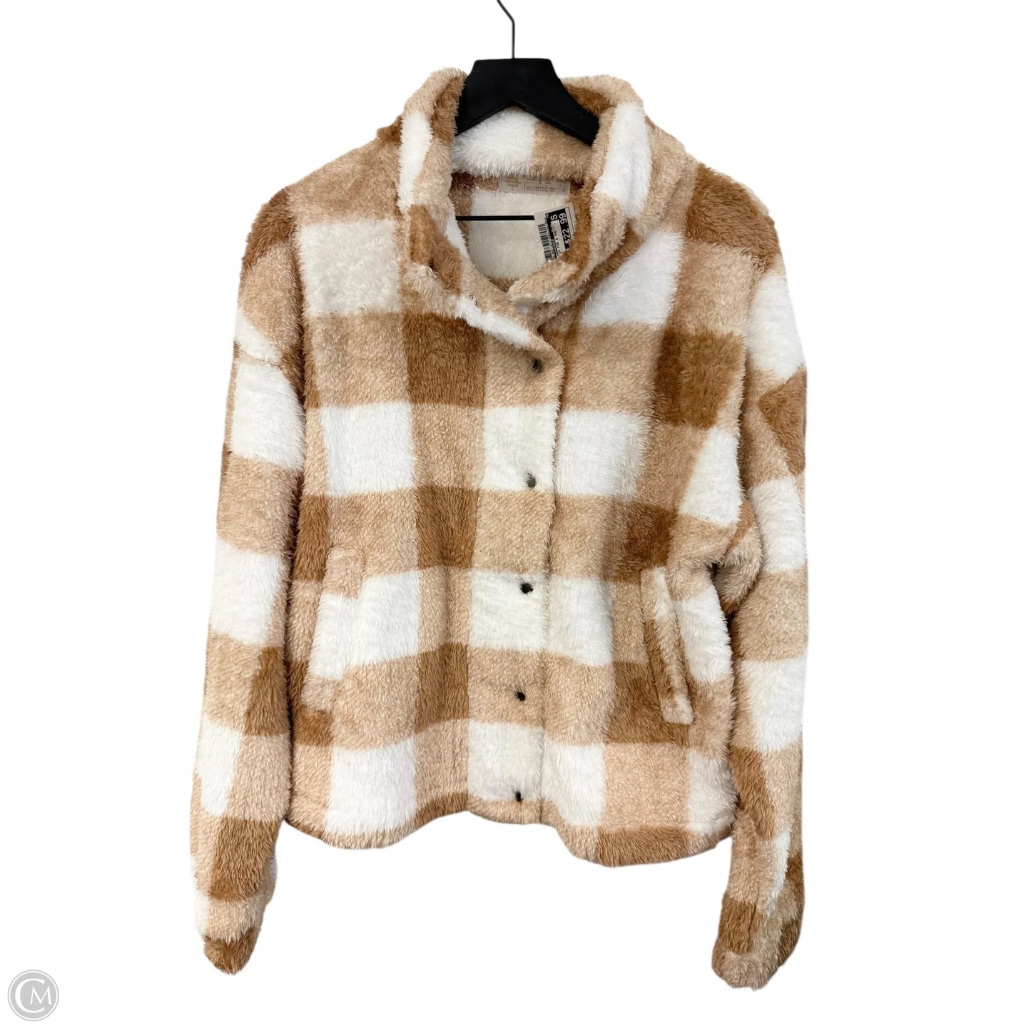 Jacket Faux Fur & Sherpa By Leela & Lavender In Tan & White, Size: S