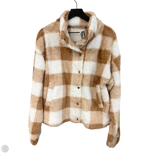 Jacket Faux Fur & Sherpa By Leela & Lavender In Tan & White, Size: S