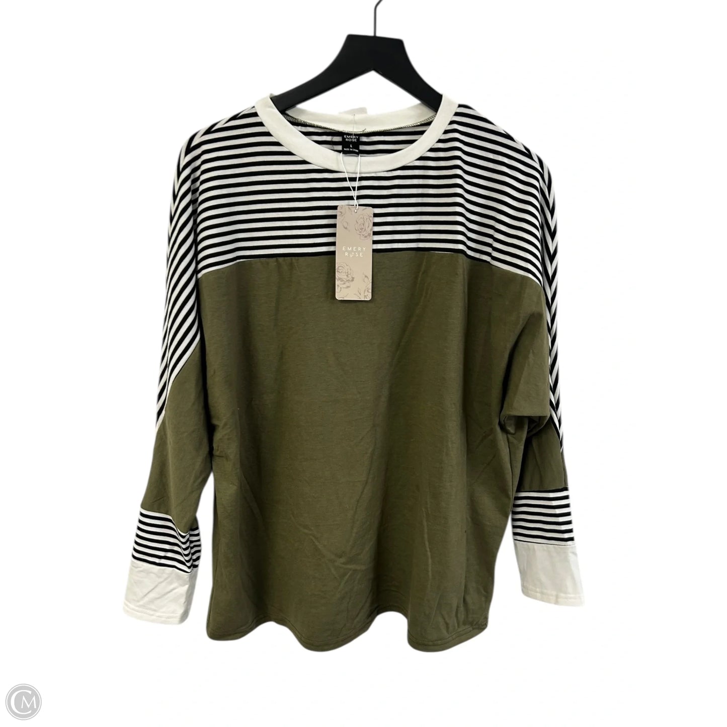 Top Long Sleeve By Cme In Black & Green, Size: L