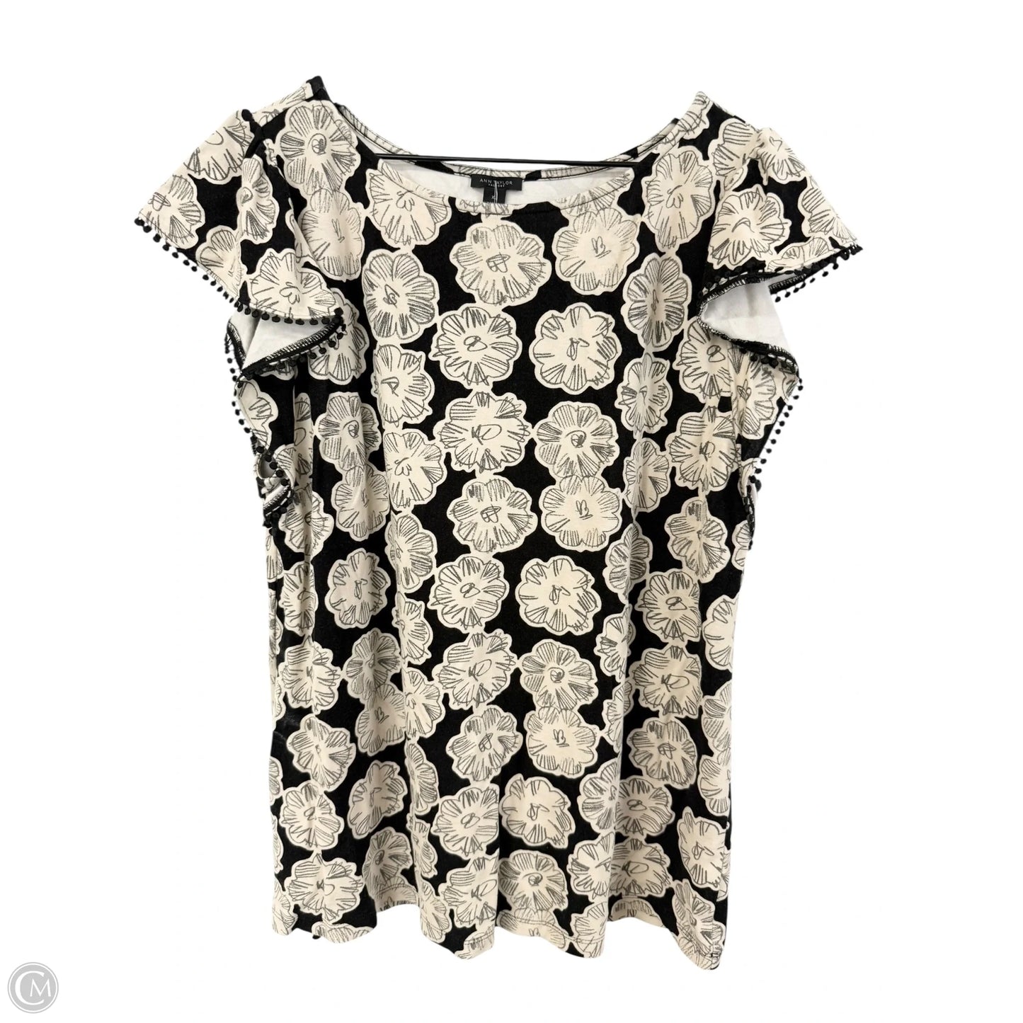 Top Short Sleeve By Ann Taylor In Black & White, Size: Xl