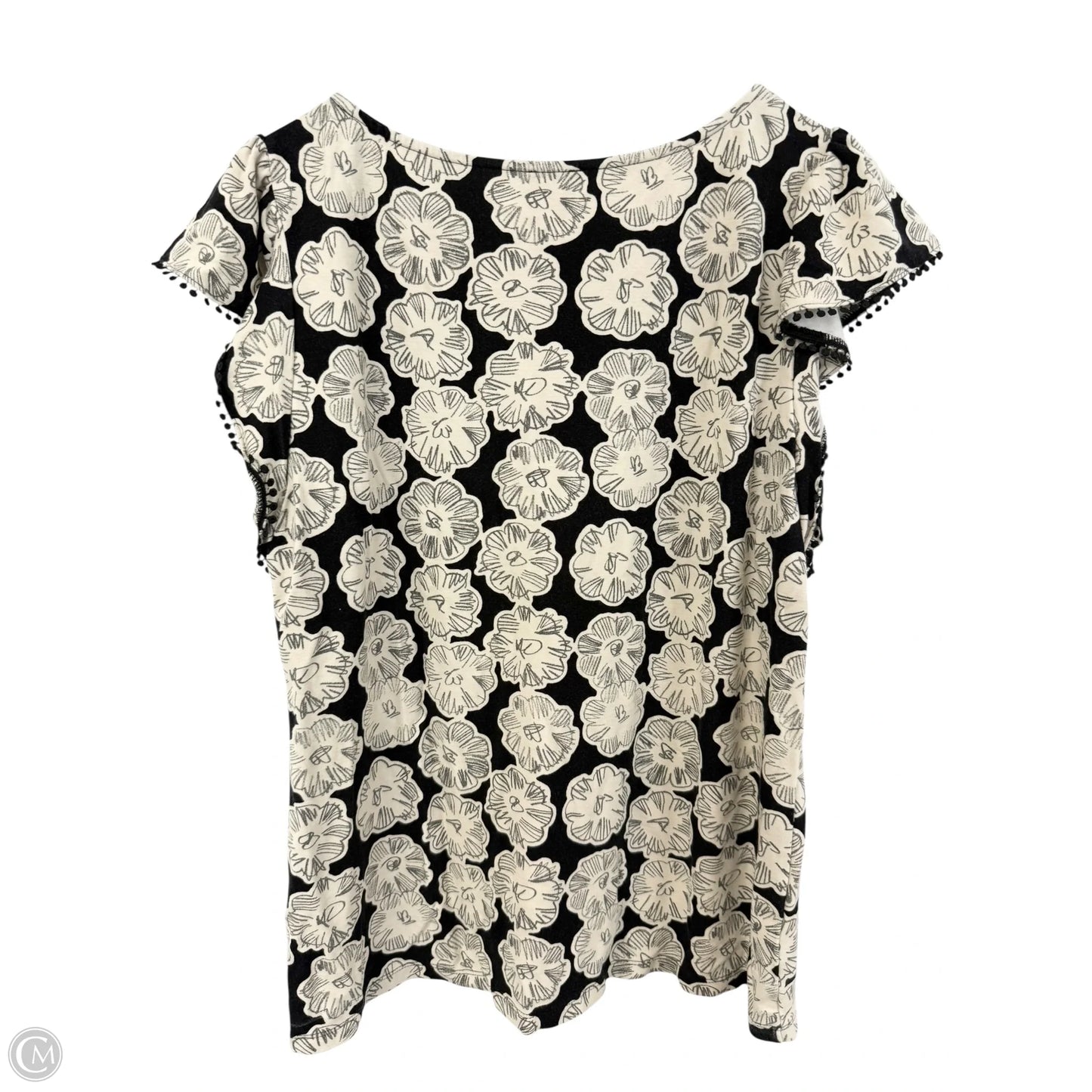 Top Short Sleeve By Ann Taylor In Black & White, Size: Xl