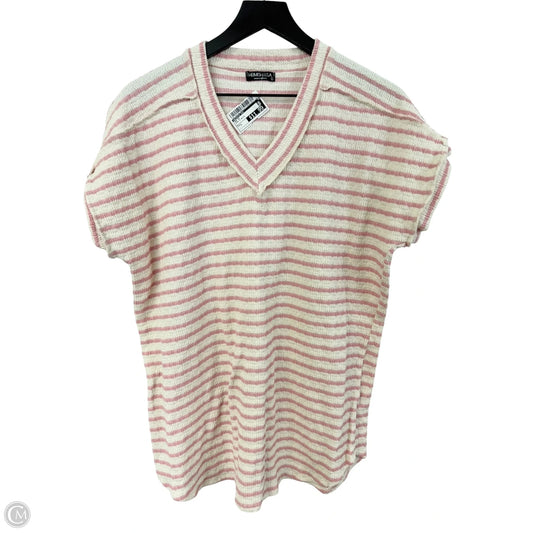 Top Short Sleeve By Heimish Usa In Pink & White, Size: L
