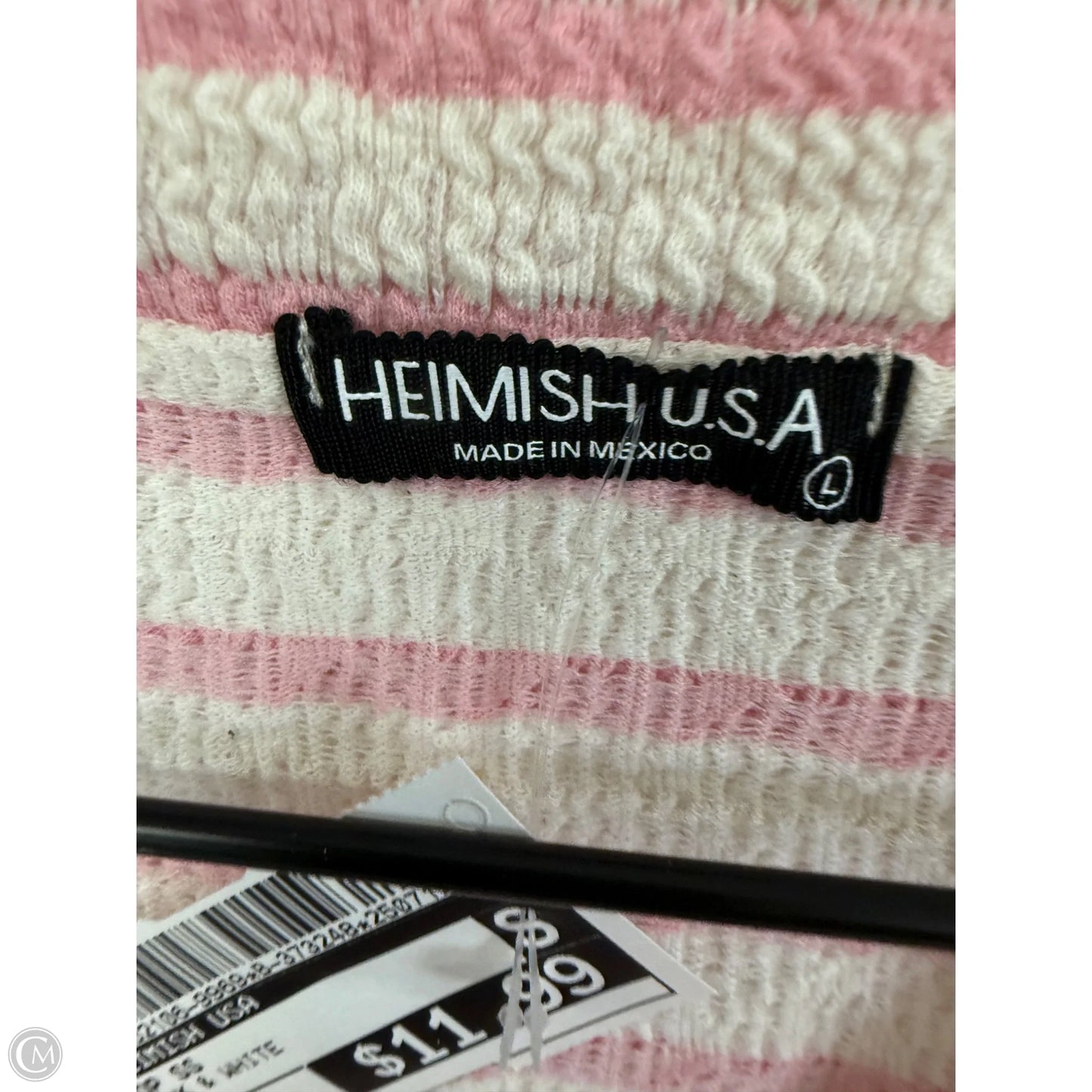 Top Short Sleeve By Heimish Usa In Pink & White, Size: L