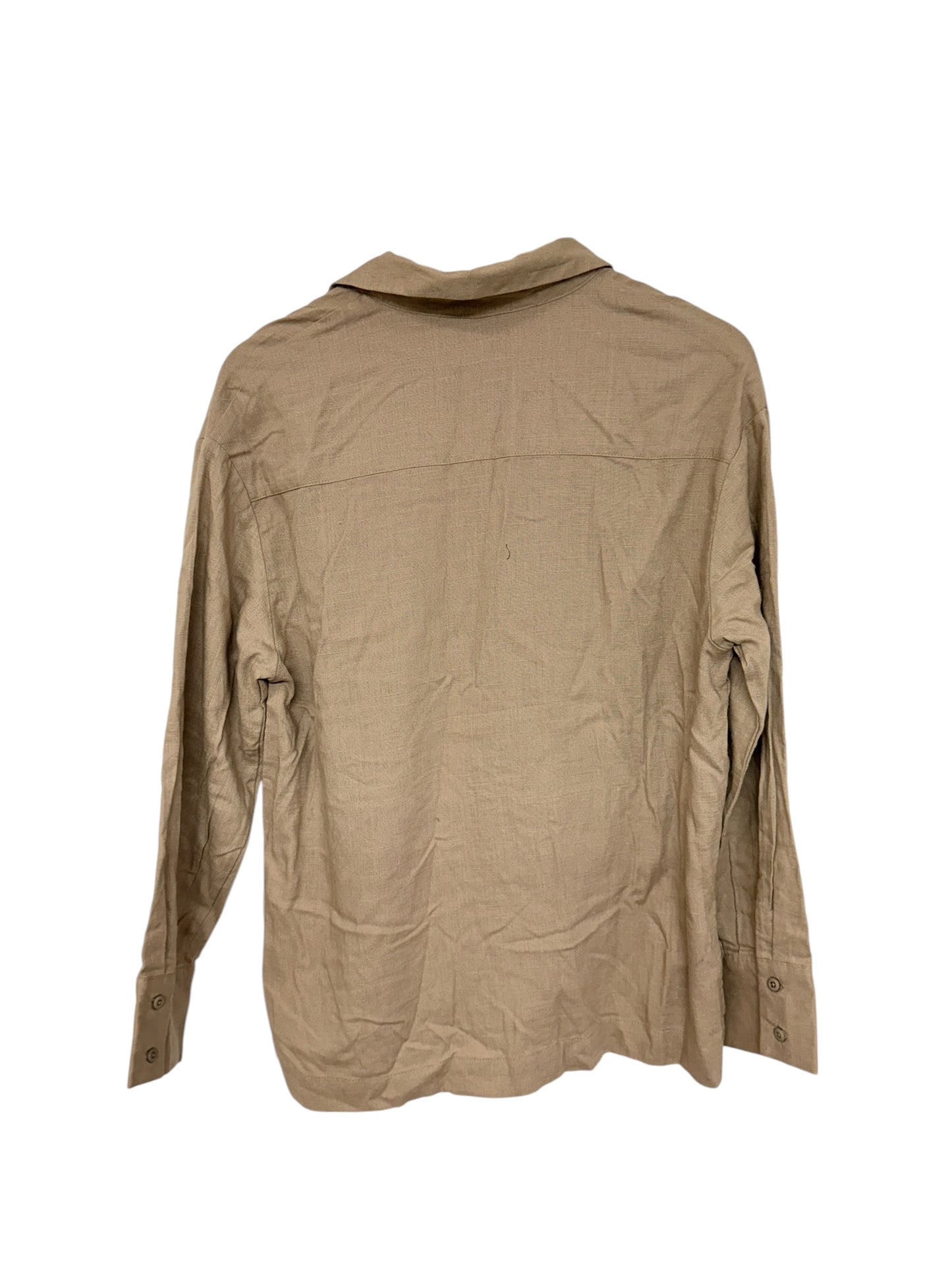 Blouse Long Sleeve By Clothes Mentor In Tan, Size: S