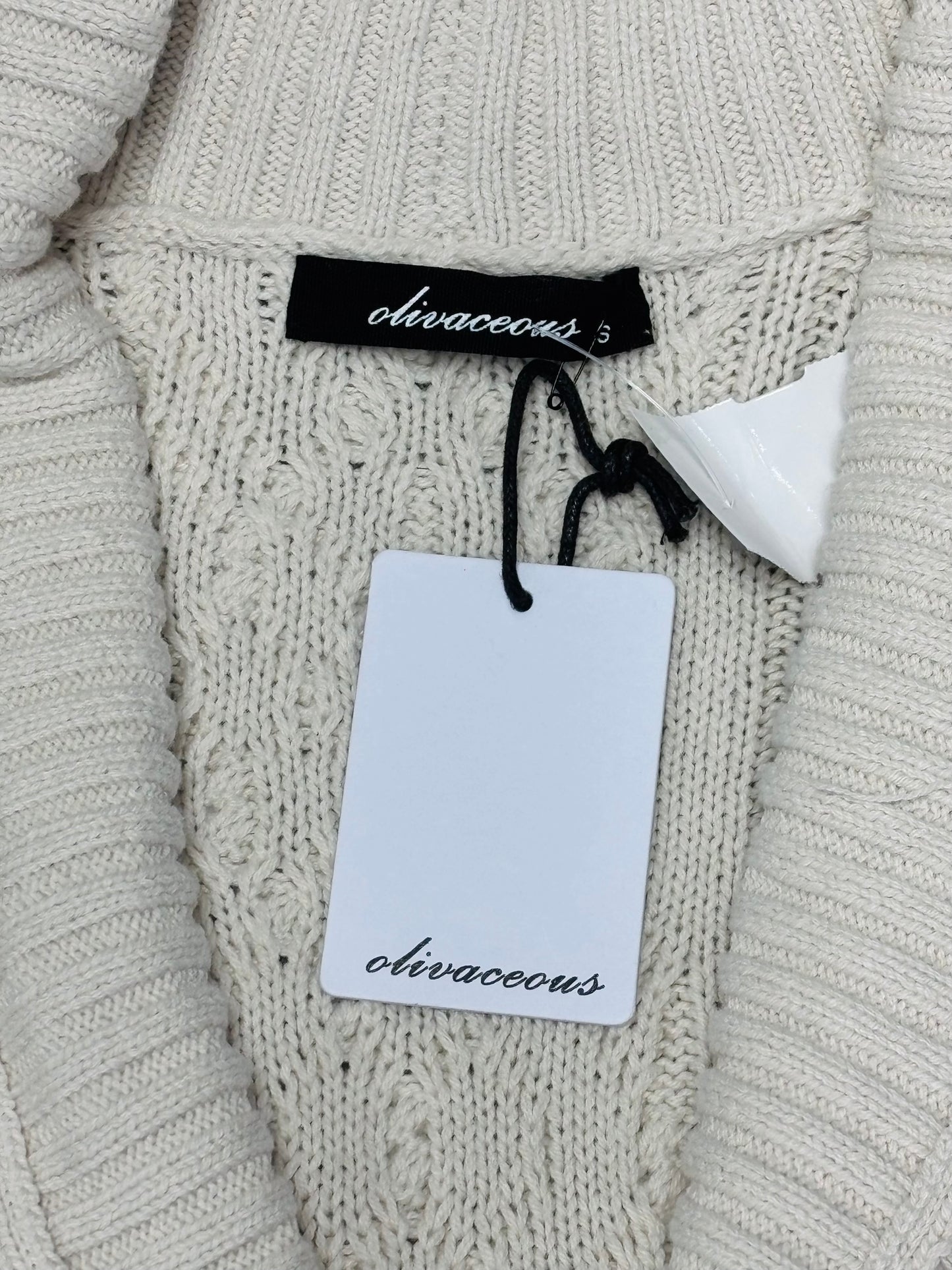 Sweater Cardigan By Olivaceous In Cream, Size: S