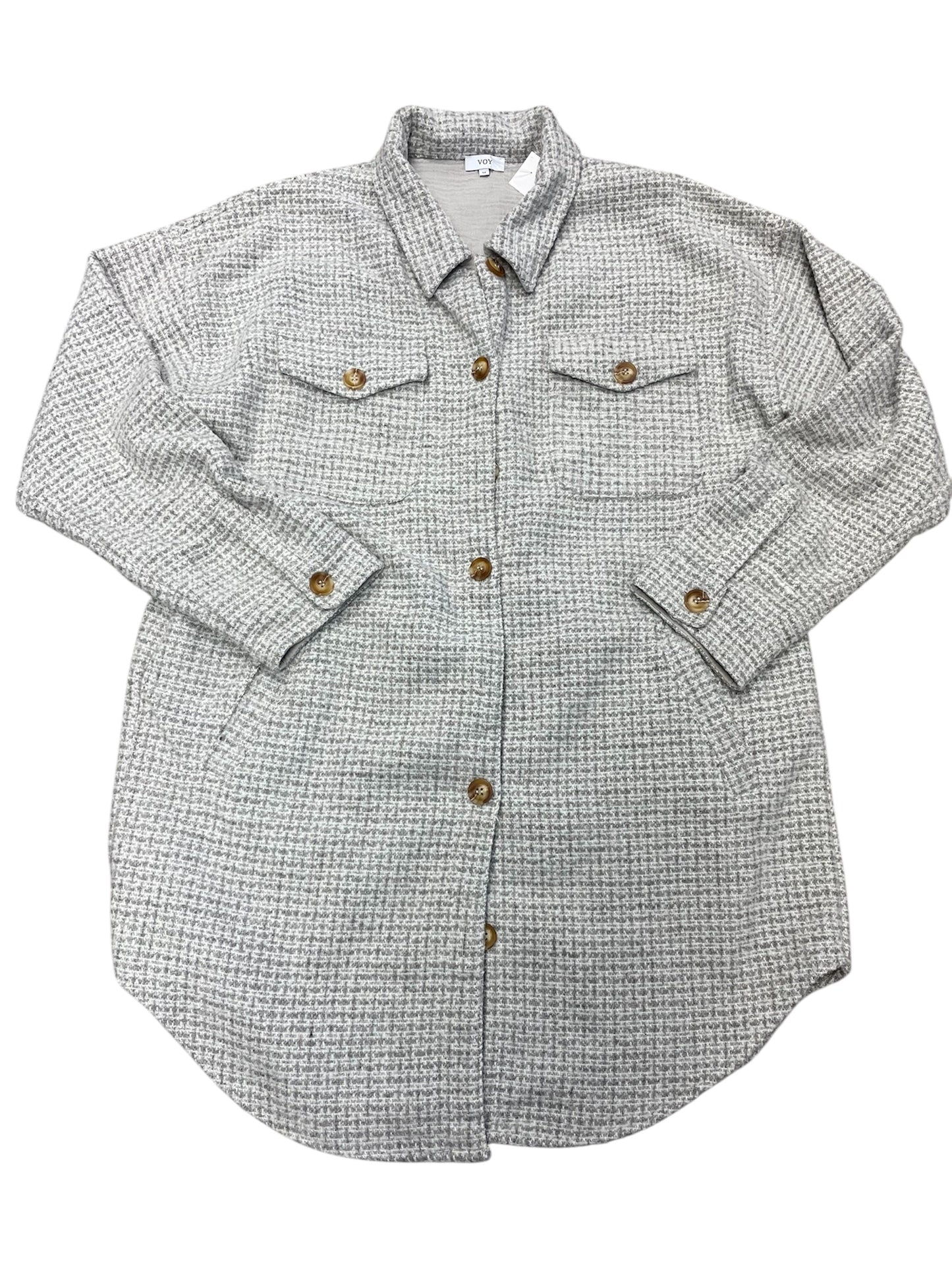 Jacket Shirt By Clothes Mentor In Grey, Size: M