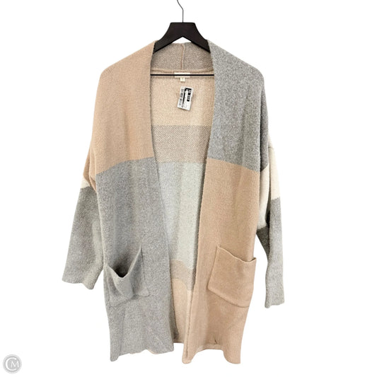Sweater Cardigan By Debut In Grey & Tan, Size: S