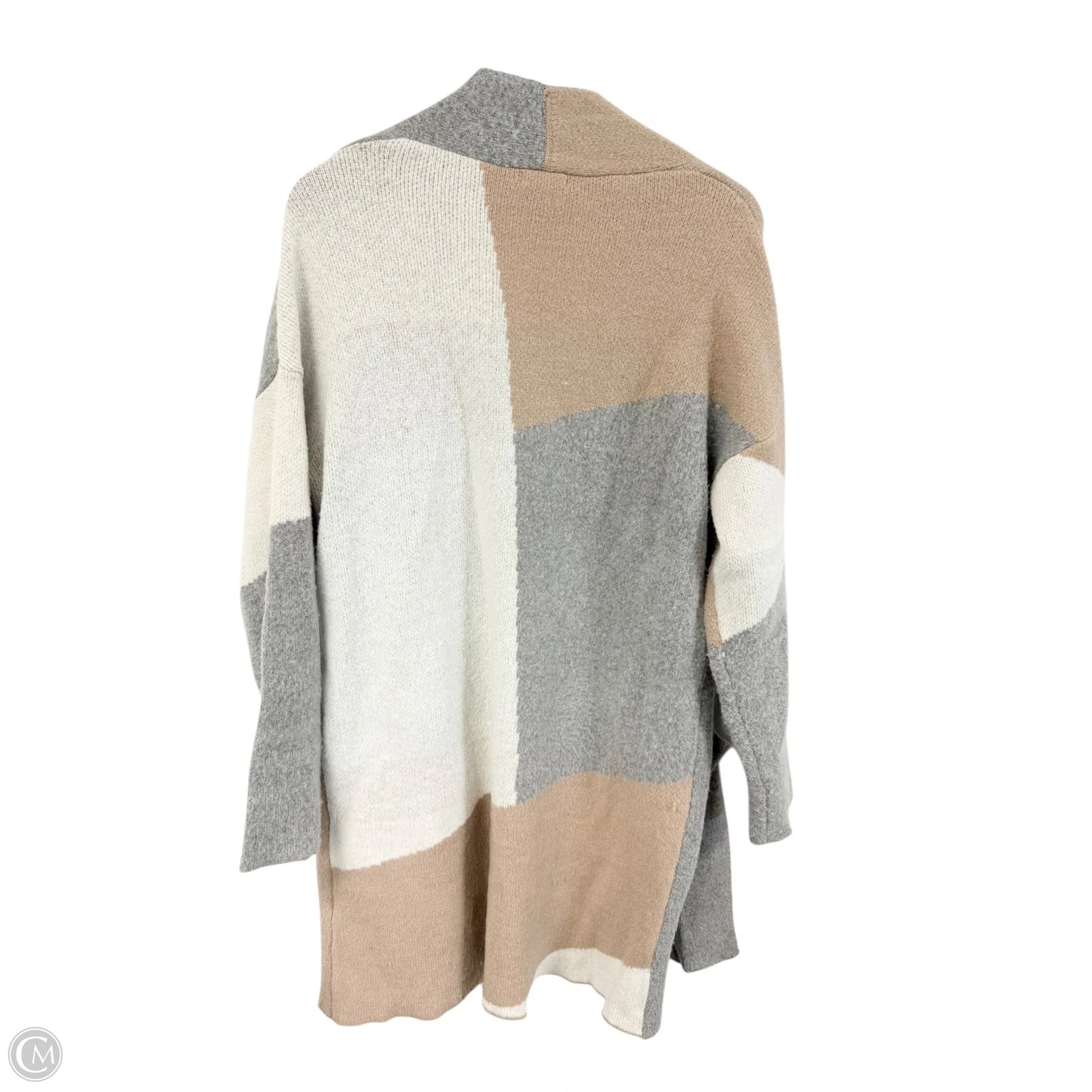 Sweater Cardigan By Debut In Grey & Tan, Size: S