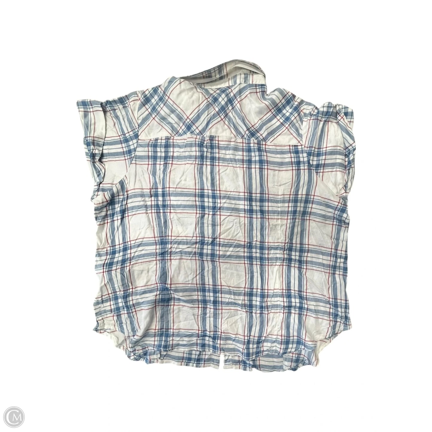 Blouse Short Sleeve By Harley Davidson In Blue & Red & White, Size: 2x