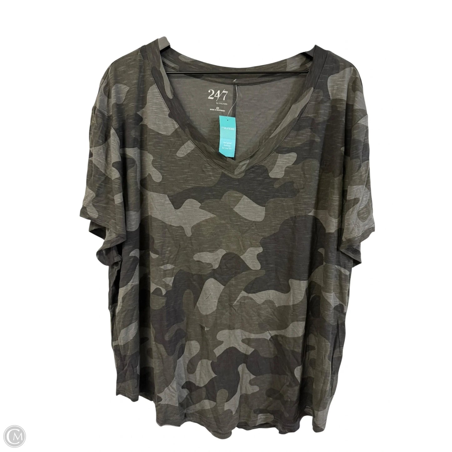 Top Short Sleeve By Maurices In Camouflage Print, Size: 2x