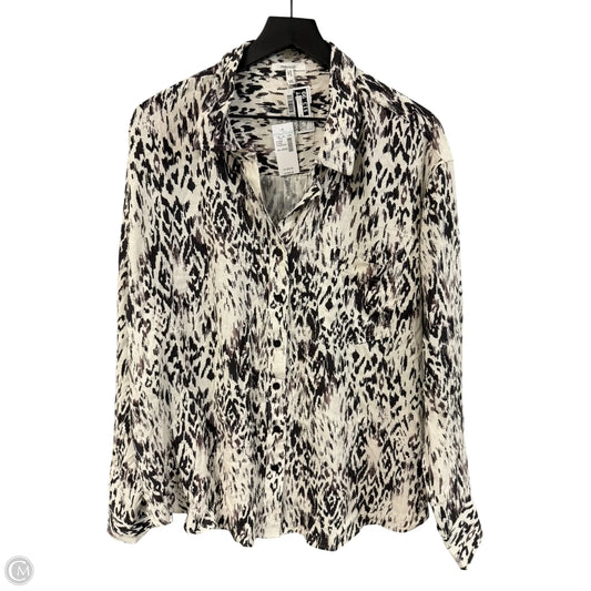 Blouse Long Sleeve By Maurices In Brown & Cream, Size: Xxl