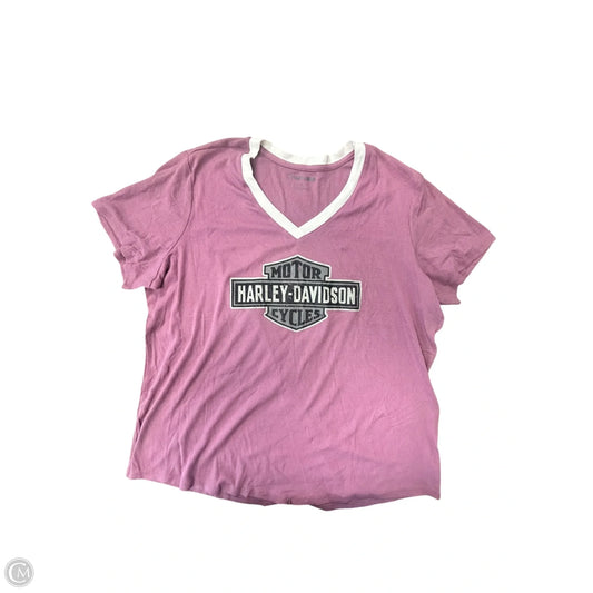 Top Short Sleeve By Harley Davidson In Pink, Size: 2x