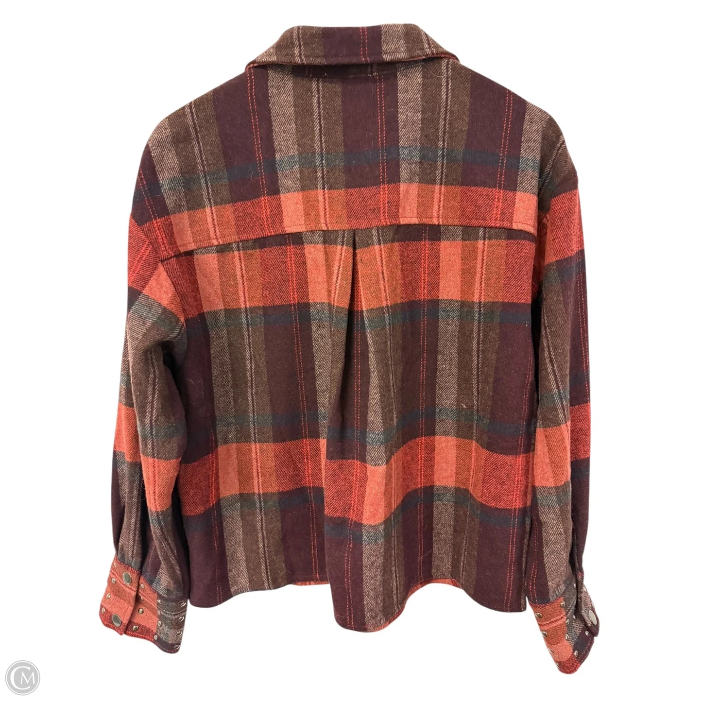Jacket Shirt By Vervet In Plaid Pattern, Size: L