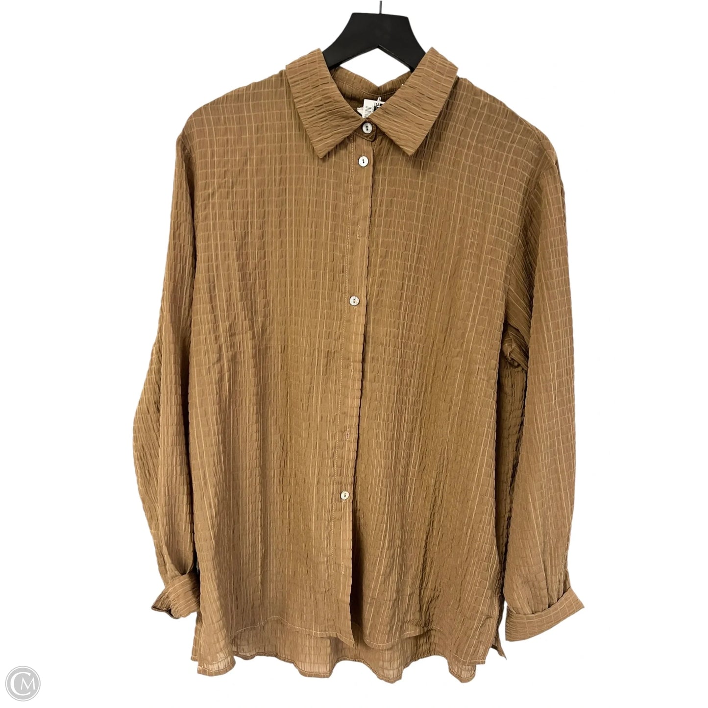 Blouse Long Sleeve By Andree By Unit In Tan, Size: L