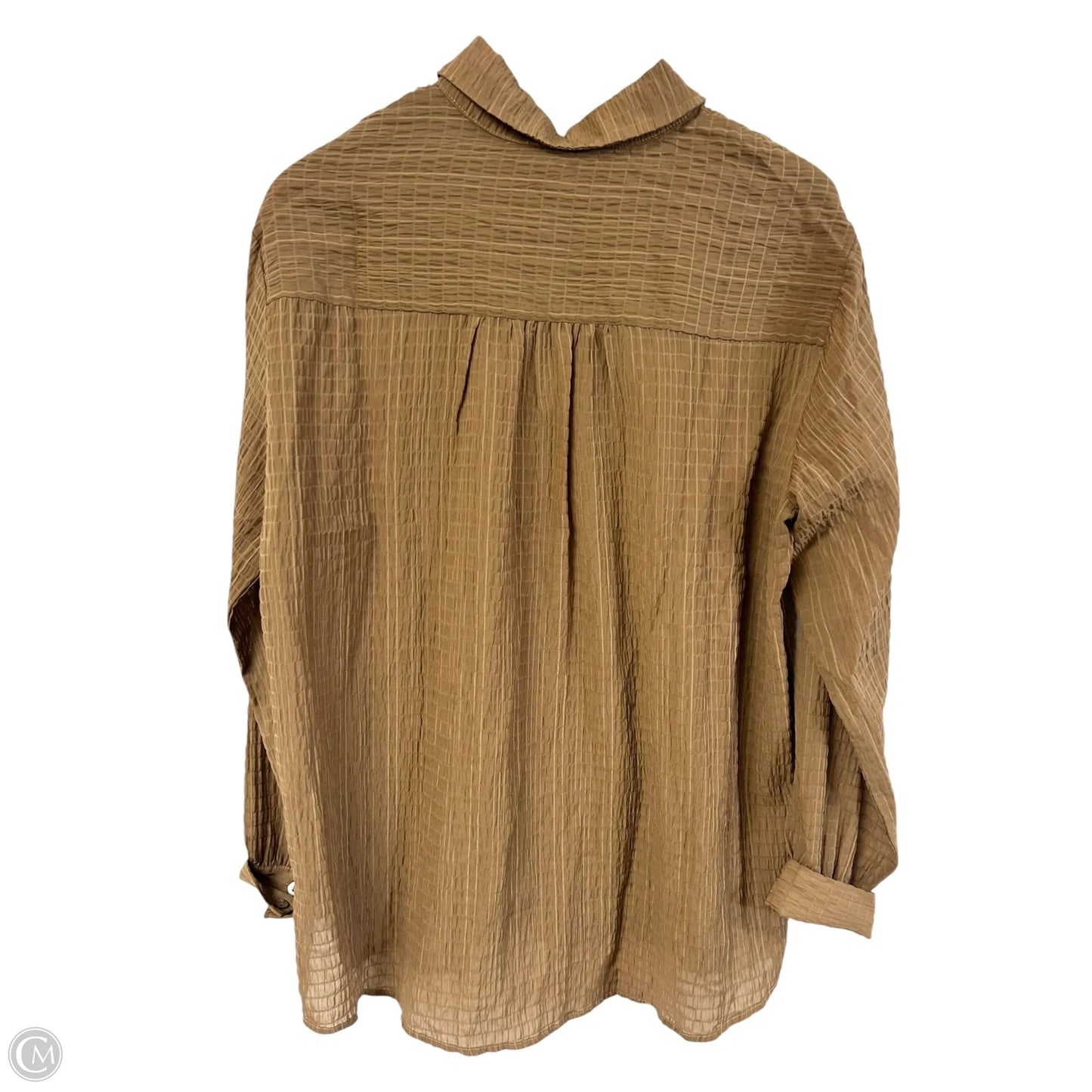 Blouse Long Sleeve By Andree By Unit In Tan, Size: L