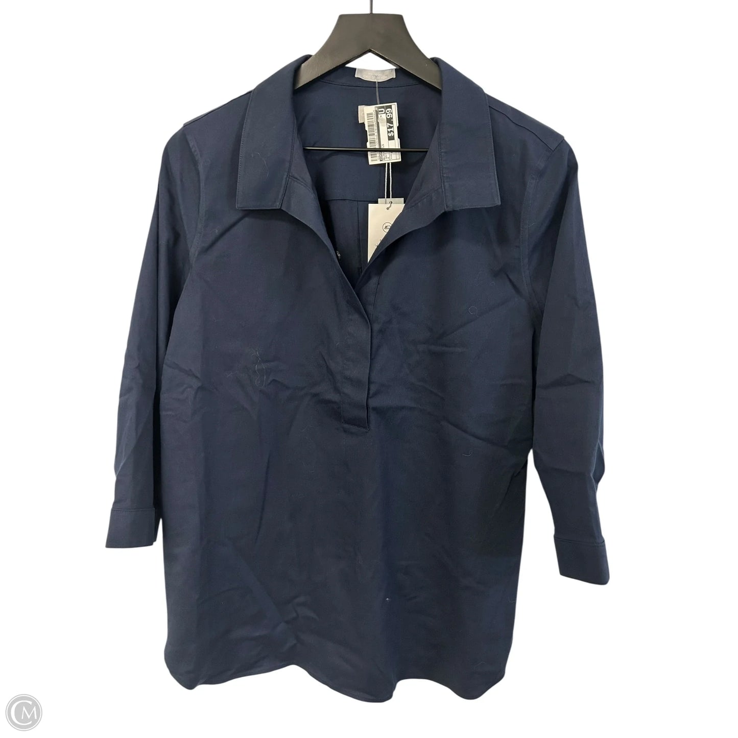 Blouse Long Sleeve By Chicos In Navy, Size: 8