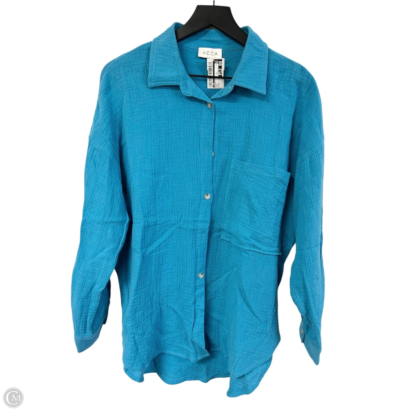Blouse Long Sleeve By Cme In Blue, Size: S