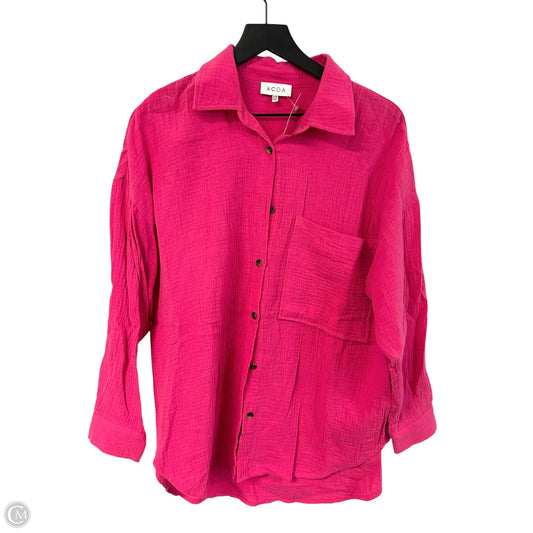 Blouse Long Sleeve By Cme In Pink, Size: S