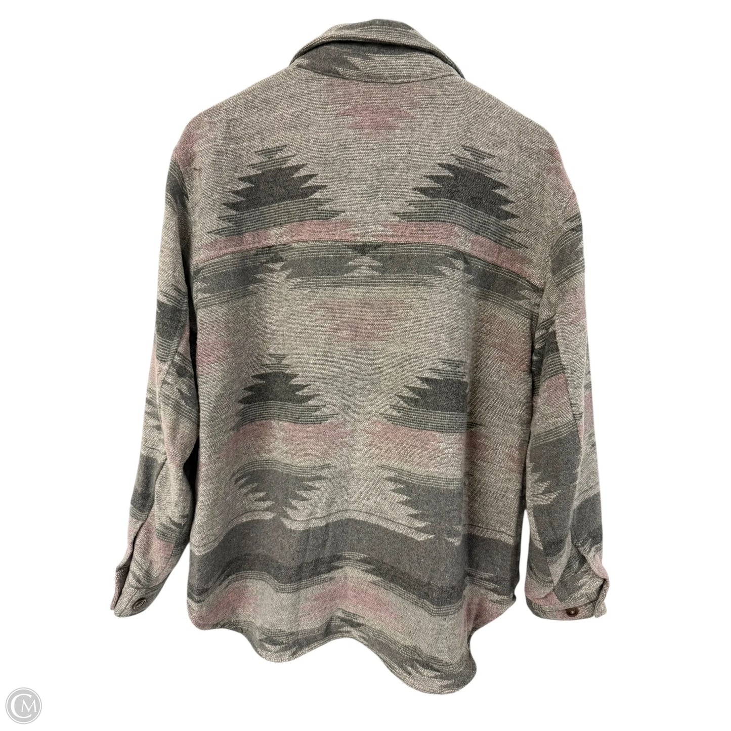 Jacket Shirt By Thread And Supply In Grey & Pink, Size: L