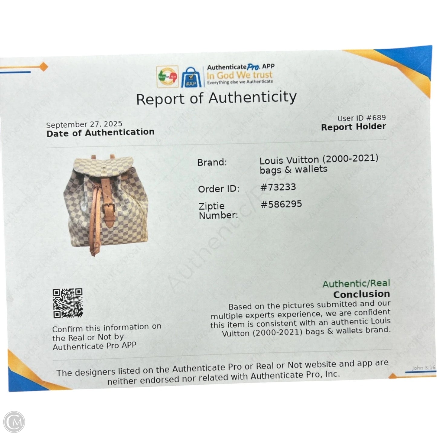 Backpack Luxury Designer By Louis Vuitton, Size: Large