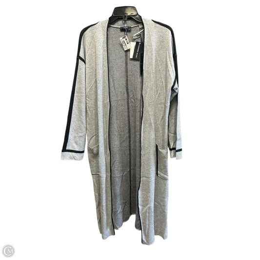 Sweater Cardigan By Tahari In Black & Grey, Size: L