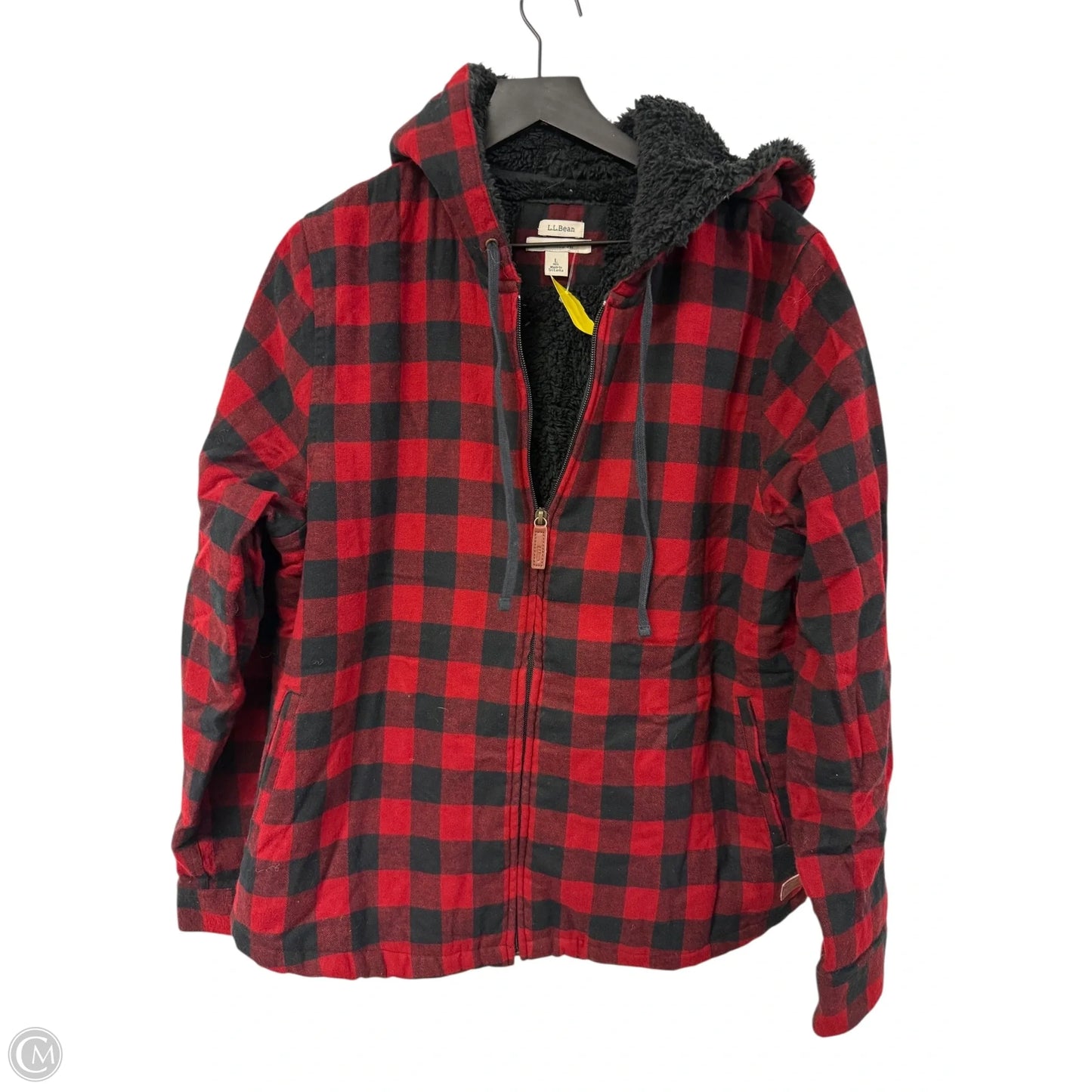 Jacket Faux Fur & Sherpa By L.l. Bean In Black & Red, Size: L