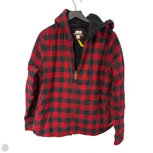 Jacket Faux Fur & Sherpa By L.l. Bean In Black & Red, Size: L