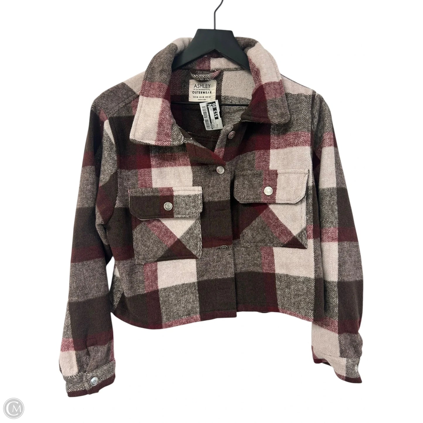 Jacket Shirt By Ashley In Plaid Pattern, Size: M