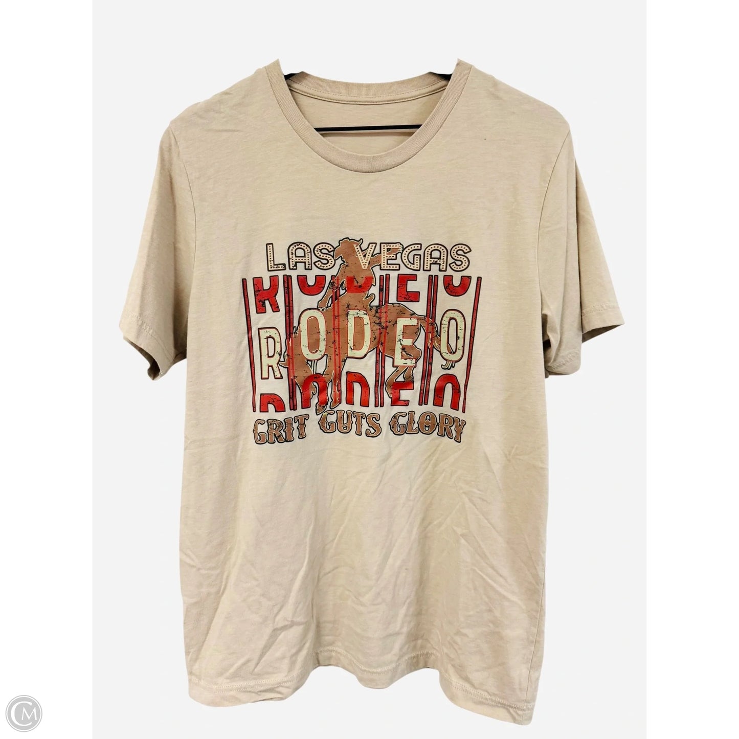 Top Short Sleeve Basic By Cme In Tan, Size: M