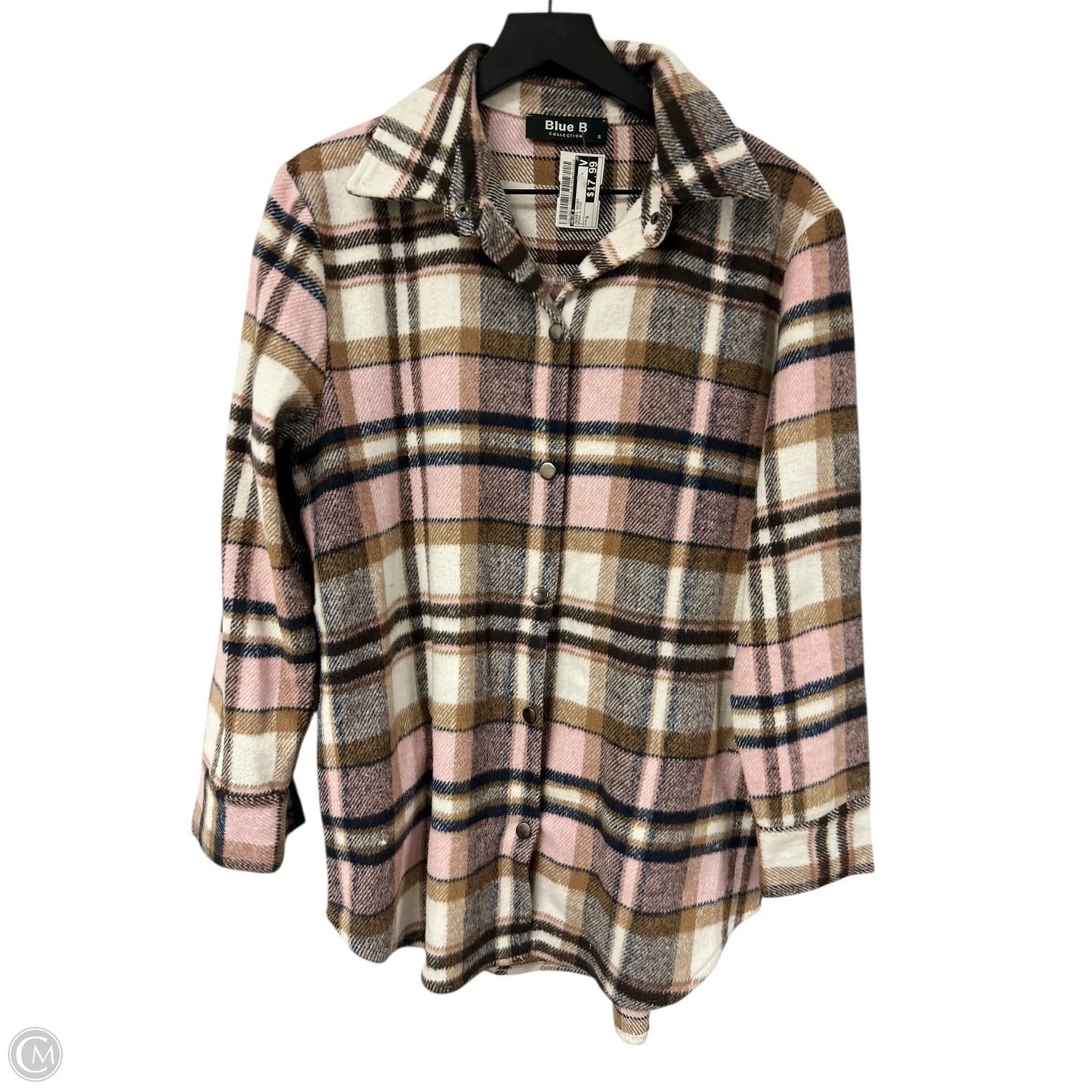 Jacket Shirt By Blue B In Brown & Pink, Size: S