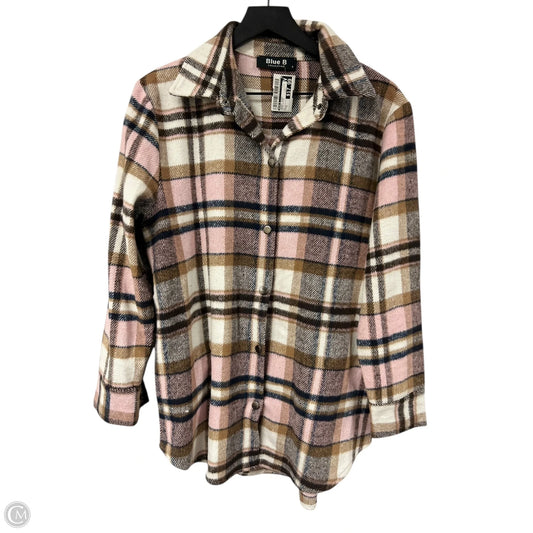Jacket Shirt By Blue B In Brown & Pink, Size: S