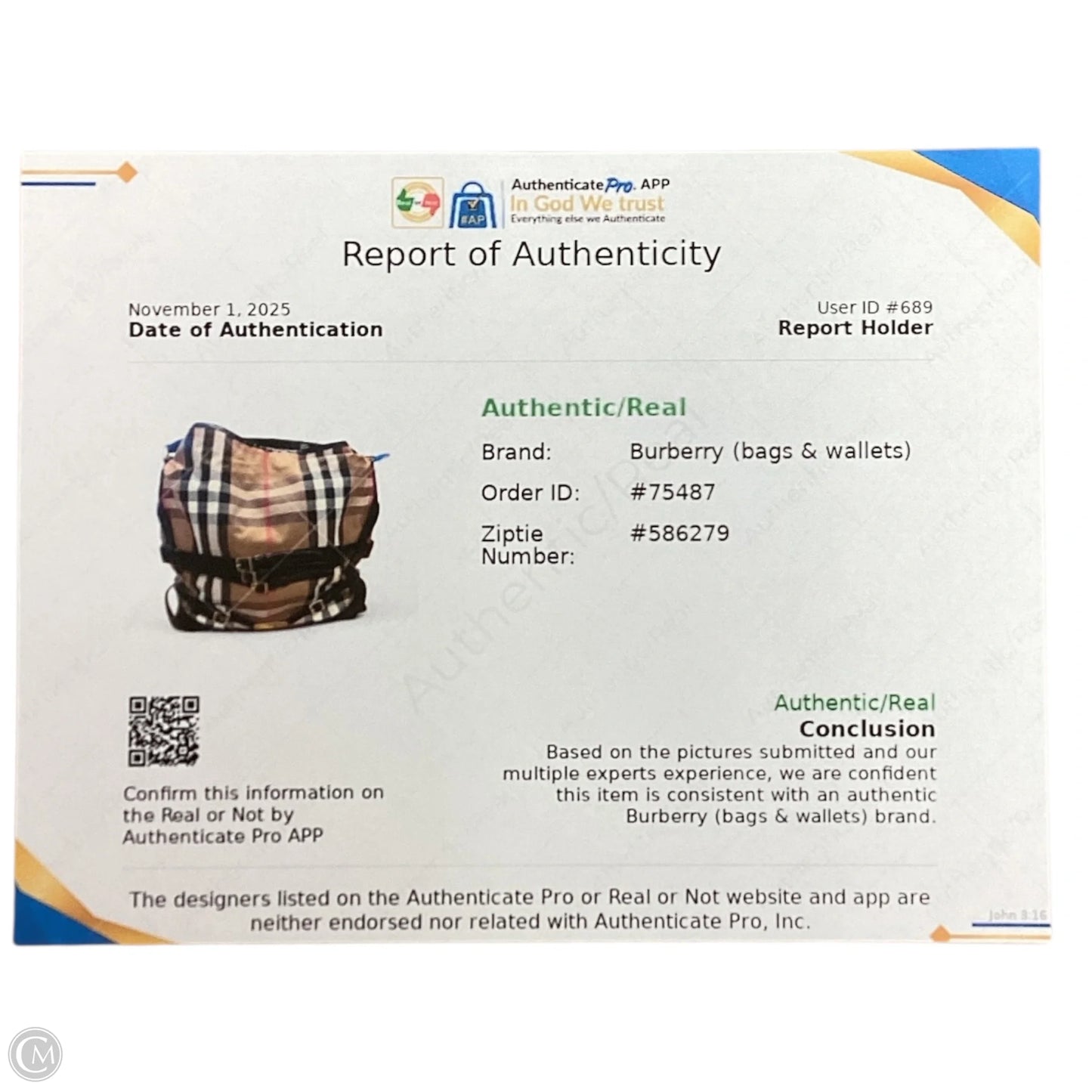 Handbag Luxury Designer By Burberry, Size: Large