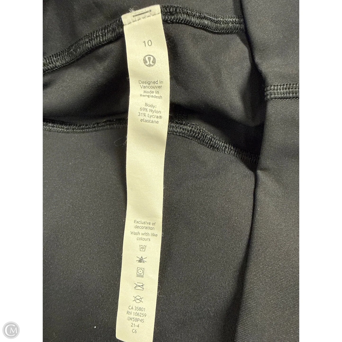 Athletic Leggings By Lululemon In Black, Size: 10