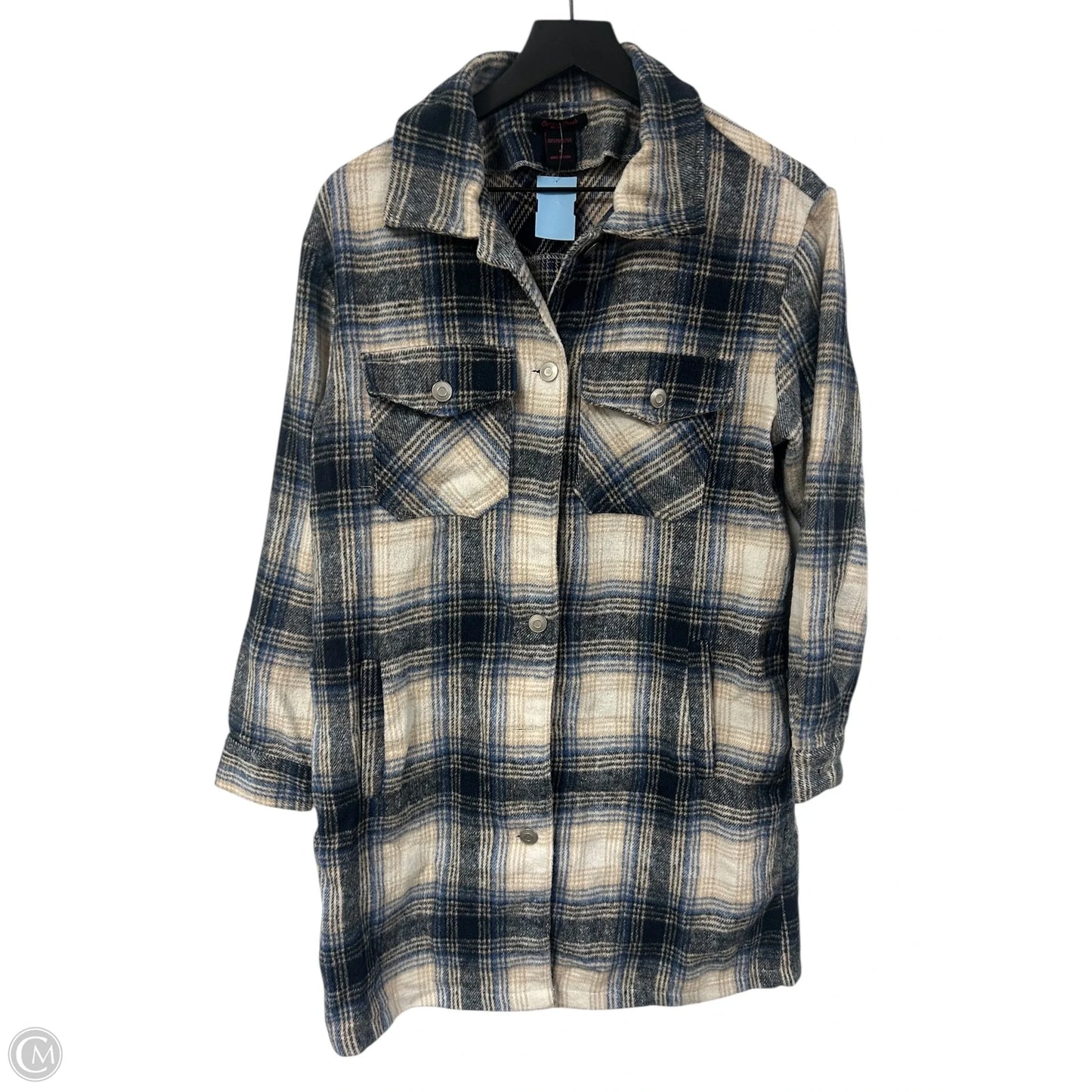 Jacket Shirt By Clothes Mentor In Blue & Cream, Size: S