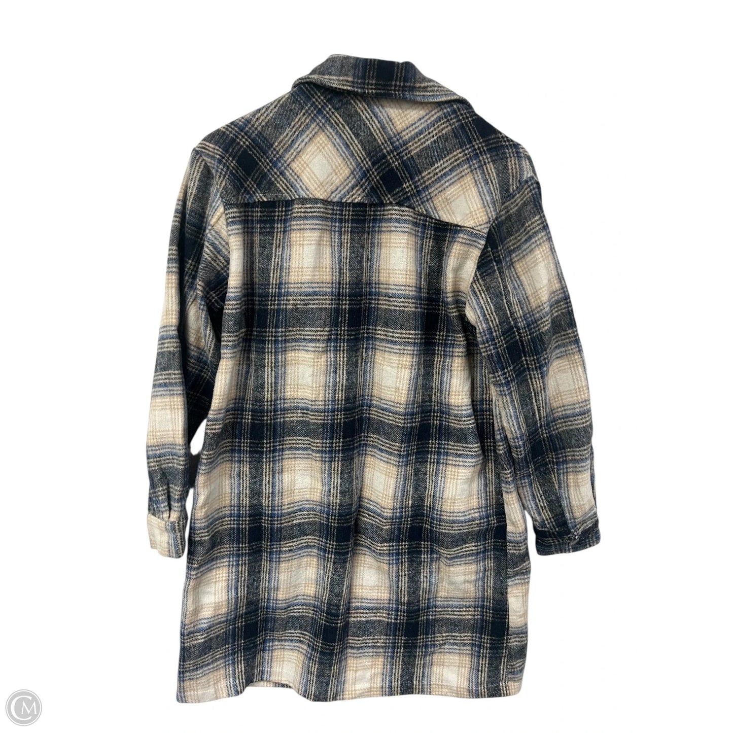 Jacket Shirt By Clothes Mentor In Blue & Cream, Size: S