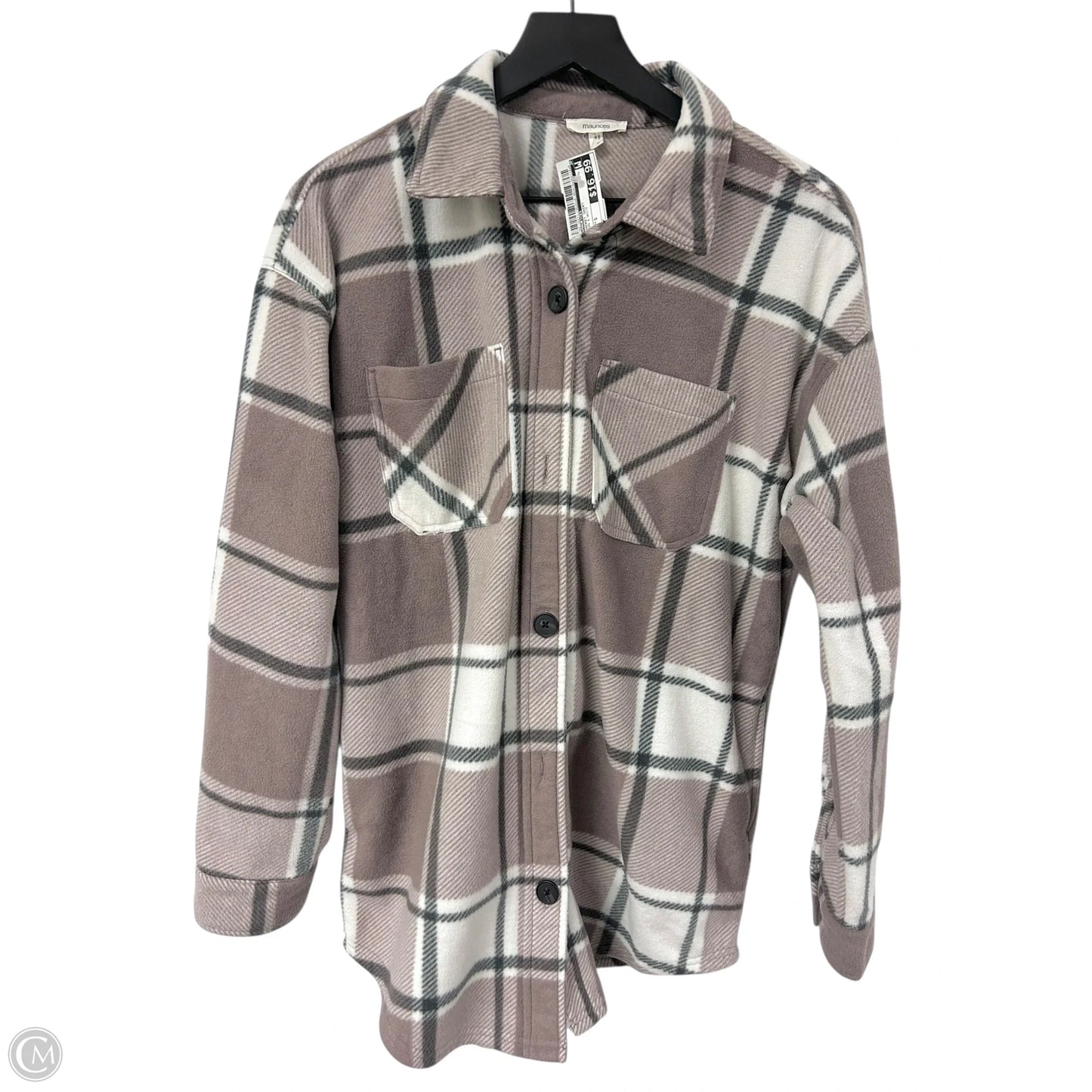 Jacket Shirt By Maurices In Tan & White, Size: S