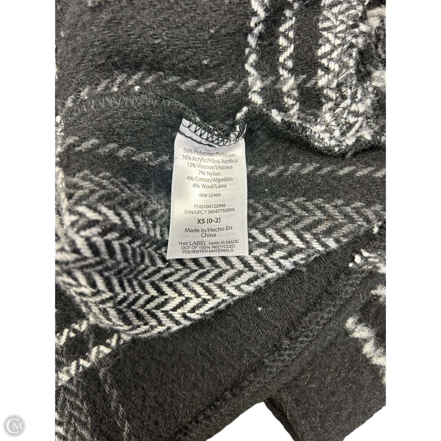 Jacket Shirt By Time And Tru In Black & Cream, Size: Xs