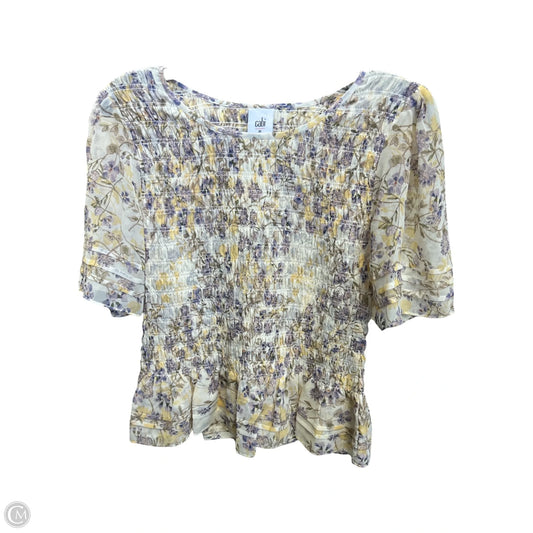 Top Short Sleeve By Cabi In Floral Print, Size: M