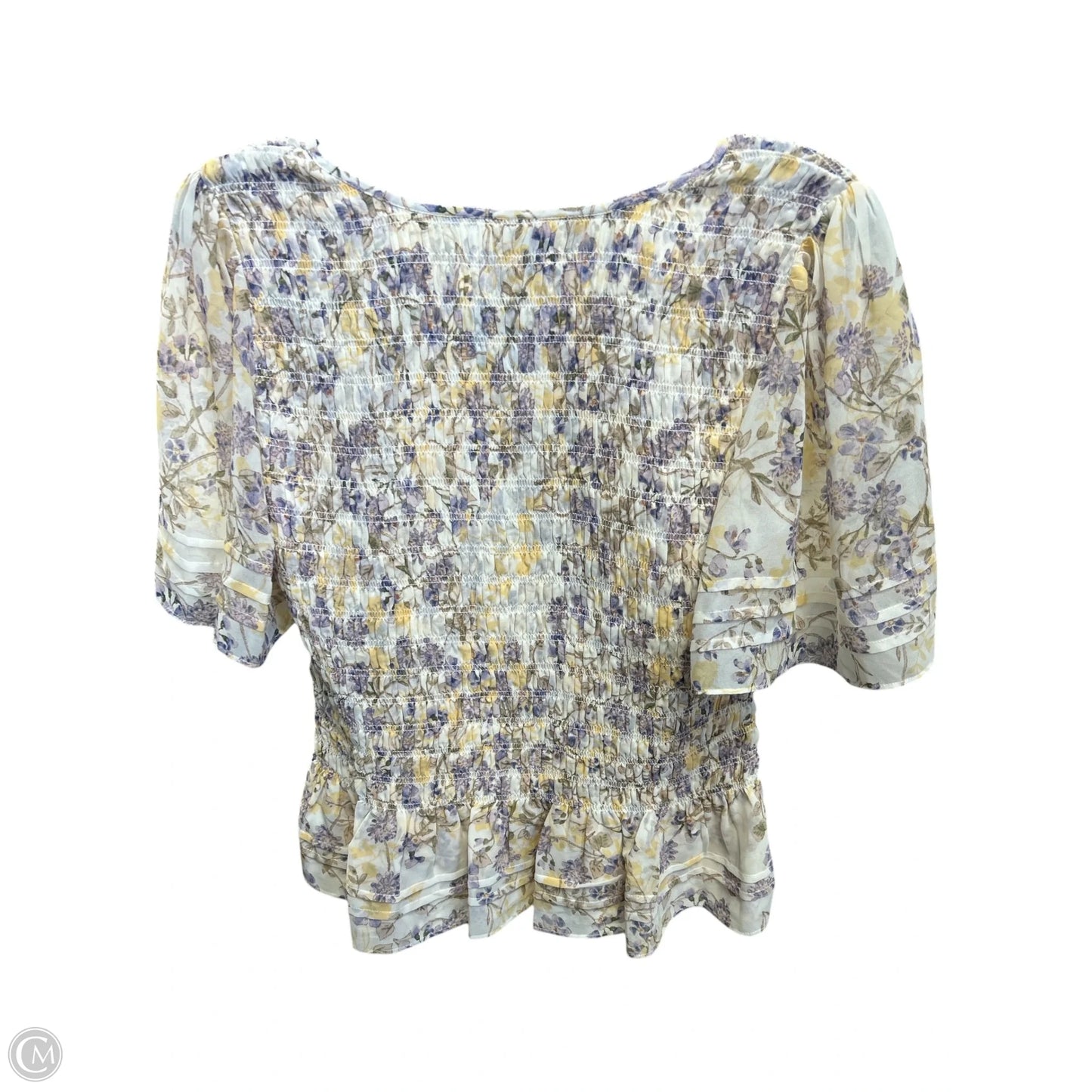 Top Short Sleeve By Cabi In Floral Print, Size: M