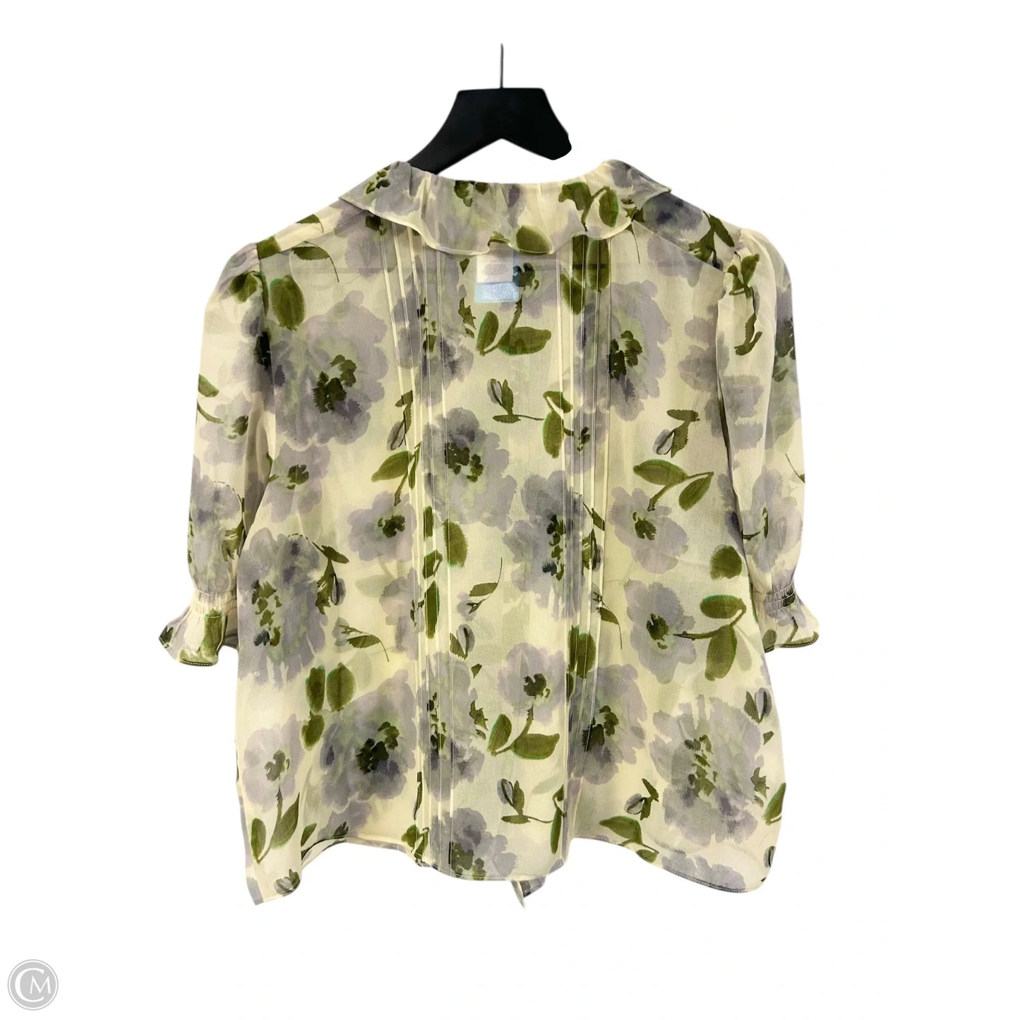 Top Short Sleeve By Cabi In Cream & Green, Size: L