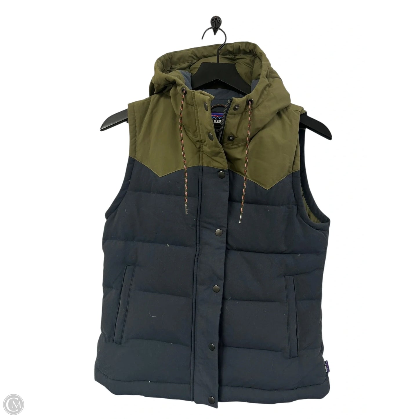 Vest Puffer & Quilted By Patagonia In Blue & Green, Size: S