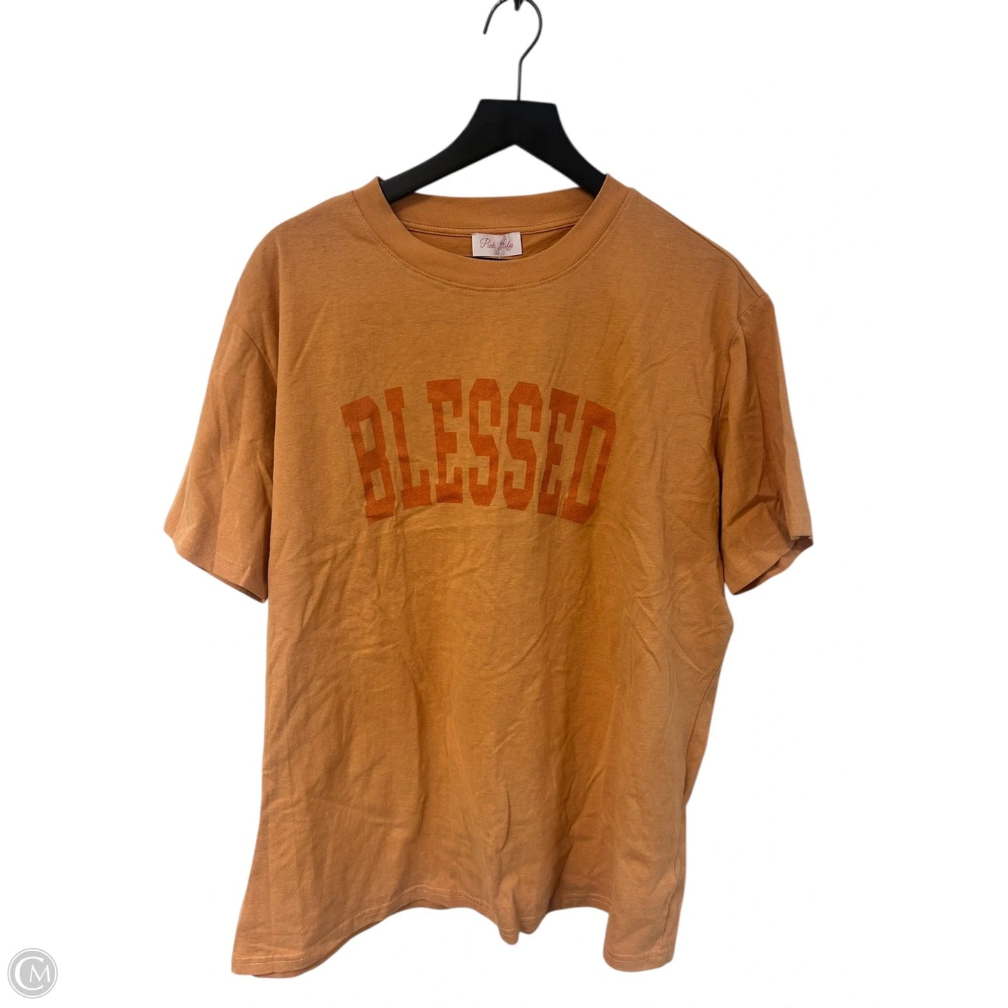 Top Short Sleeve Basic By Pink Lily In Peach, Size: L