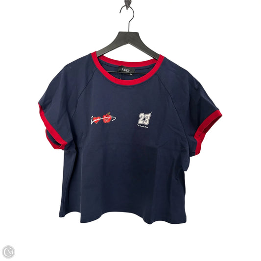 Top Short Sleeve By Cider In Navy, Size: 4x